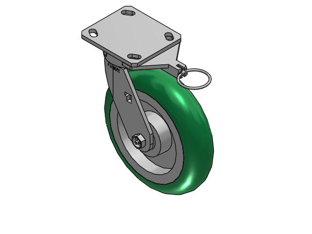 8" Top Plate Swivel Caster with Round Polyurethane Wheel and Swivel Lock (L) - 170PM08228S01L - Albion