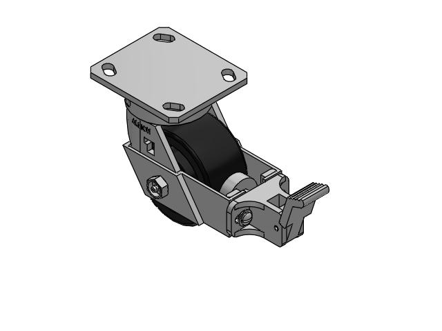 4" Top Plate Rigid Caster with Glass-Filled Polypropylene Wheel and Face Brake (FBB) - 170RT04201SFBB - Albion