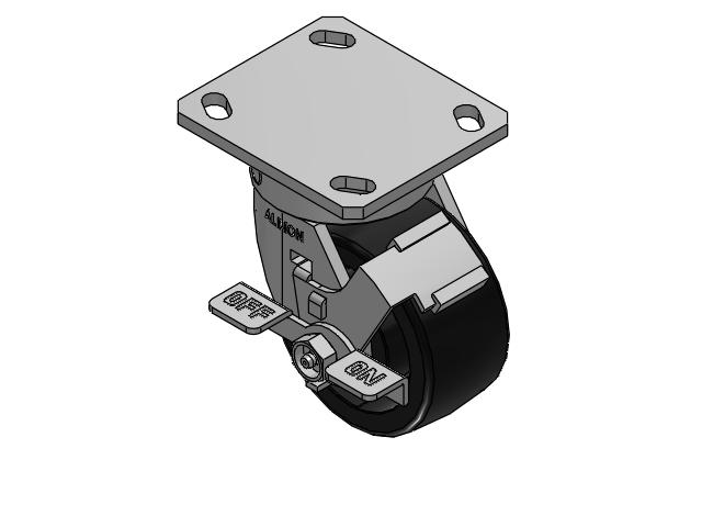 4" Top Plate Rigid Caster with Glass-Filled Polypropylene Wheel and Face Brake (FBC) - 170RT04201SFBC - Albion