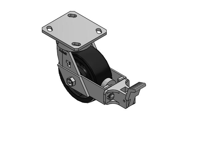 5" Top Plate Rigid Caster with Glass-Filled Polypropylene Wheel and Face Brake (FBB) - 170RT05201SFBB - Albion