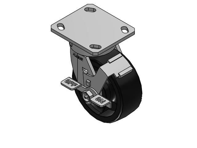 5" Top Plate Rigid Caster with Glass-Filled Polypropylene Wheel and Face Brake (FBC) - 170RT05201SFBC - Albion