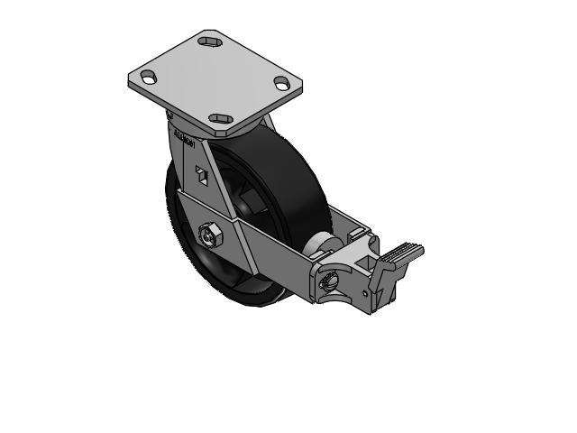 6" Top Plate Rigid Caster with Glass-Filled Polypropylene Wheel and Face Brake (FBB) - 170RT06201SFBB - Albion