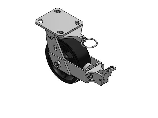 6" Top Plate Rigid Caster with Glass-Filled Polypropylene Wheel and Face Brake (FBB) - 170RT06201SFBBL - Albion
