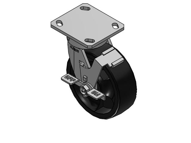 6" Top Plate Rigid Caster with Glass-Filled Polypropylene Wheel and Face Brake (FBC) - 170RT06201SFBC - Albion