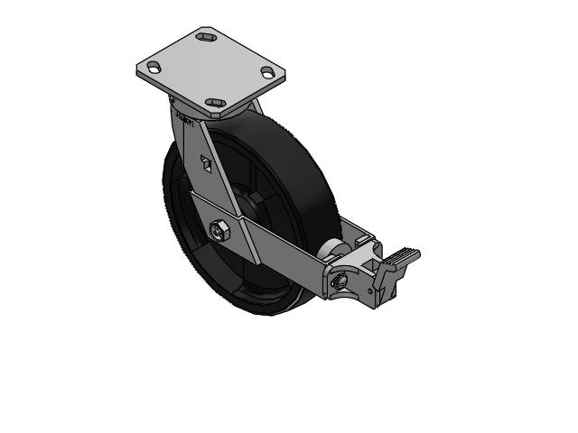 8" Top Plate Rigid Caster with Glass-Filled Polypropylene Wheel and Face Brake (FBB) - 170RT08201S01FBB - Albion