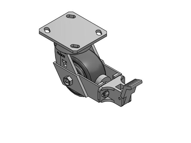 4" Top Plate Swivel Caster with Solid Elastomer Wheel and Face Brake (FBB) - 170SE04201SFBB - Albion