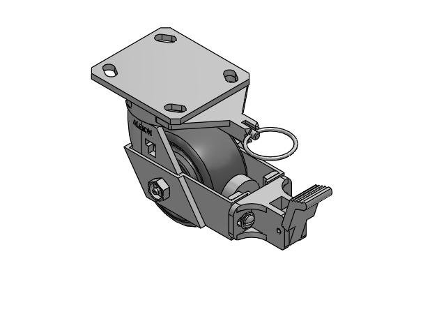 4" Top Plate Swivel Caster with Solid Elastomer Wheel and Face Brake (FBB) - 170SE04201SFBBL - Albion