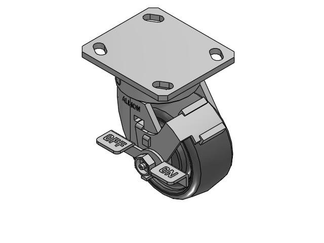 4" Top Plate Swivel Caster with Solid Elastomer Wheel and Face Brake (FBB) - 170SE04201SFBC - Albion