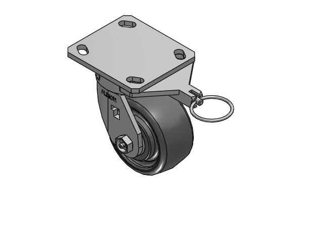 4" Top Plate Swivel Caster with Solid Elastomer Wheel and Swivel Lock (L) - 170SE04228SL - Albion