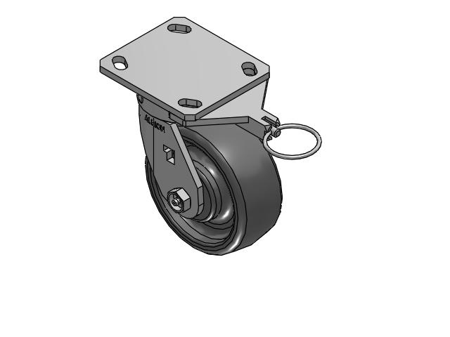 5" Top Plate Swivel Caster with Solid Elastomer Wheel and Swivel Lock (L) - 170SE05201SL - Albion