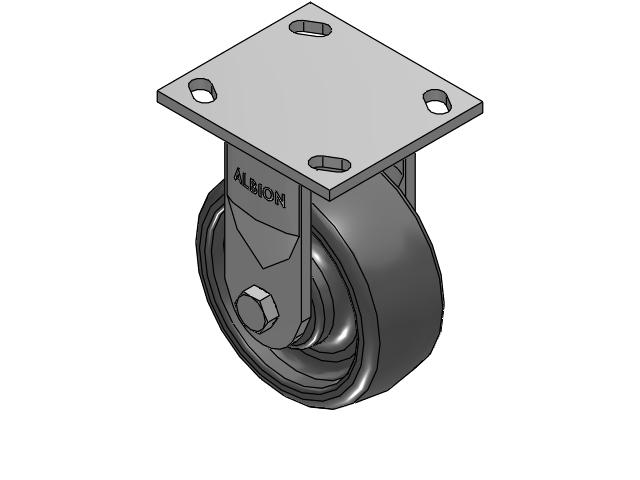 5" Top Plate Rigid Caster with Solid Elastomer Wheel - 170SE05228R - Albion