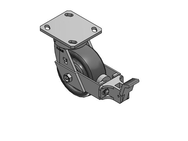 5" Top Plate Swivel Caster with Solid Elastomer Wheel and Face Brake (FBB) - 170SE05228SFBB - Albion