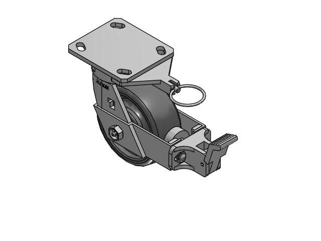 5" Top Plate Swivel Caster with Solid Elastomer Wheel and Face Brake (FBB) - 170SE05228SFBBL - Albion