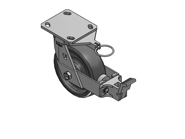 6" Top Plate Swivel Caster with Solid Elastomer Wheel and Face Brake (FBB) - 170SE06201SFBBL - Albion