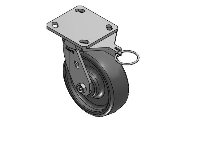6" Top Plate Swivel Caster with Solid Elastomer Wheel and Swivel Lock (L) - 170SE06201SL - Albion