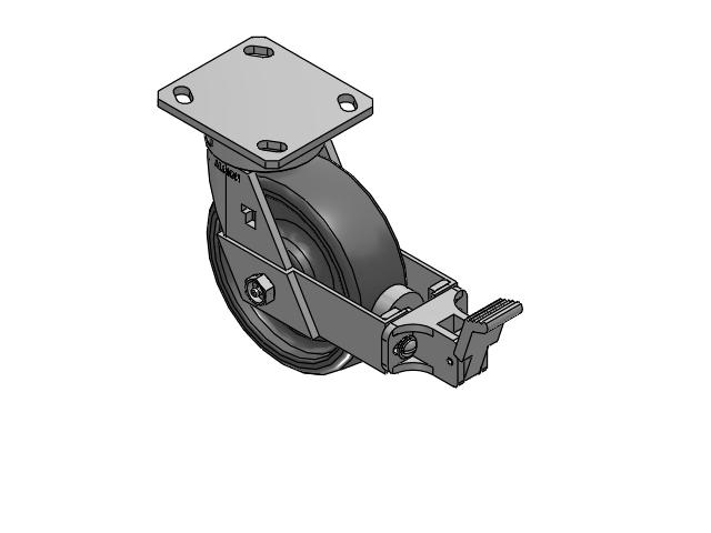 6" Top Plate Swivel Caster with Solid Elastomer Wheel and Face Brake (FBB) - 170SE06228SFBB - Albion