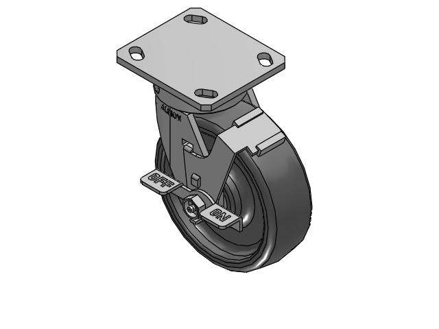 6" Top Plate Swivel Caster with Solid Elastomer Wheel and Face Brake (FBC) - 170SE06228SFBC - Albion