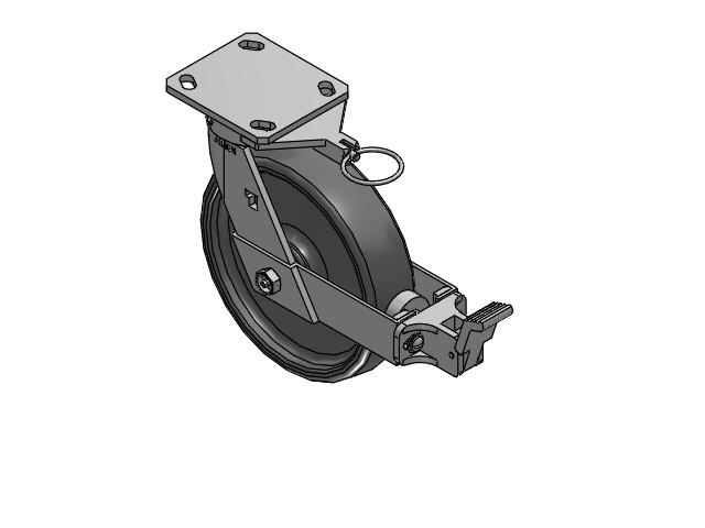 8" Top Plate Swivel Caster with Solid Elastomer Wheel and Face Brake (FBB) - 170SE08228S01FBBL - Albion