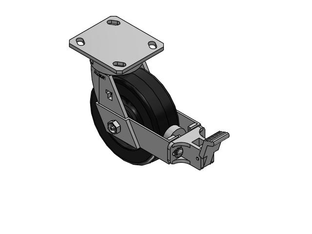 6" Top Plate Swivel Caster with Phenolic Wheel and Face Brake (FBB) - 170TM06201SFBB - Albion