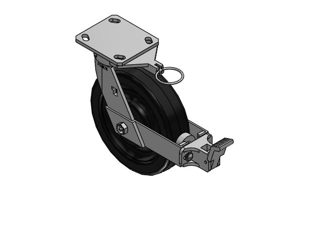 8" Top Plate Swivel Caster with Phenolic Wheel and Face Brake (FBB) - 170TM08201S01FBBL - Albion