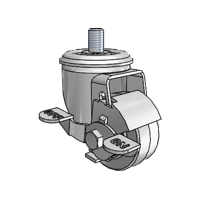 2.5" Performa Rubber 2 Series Swivel Caster - 2.02254.445 MTG10 BRK1 - Colson
