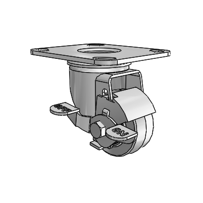 2.5" Performa Rubber 2 Series Swivel Caster - 2.02256.445 COND MTG27 BRK1 - Colson