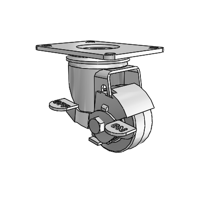 2.5" Performa Rubber 2 Series Swivel Caster - 2.02256.445 MTG59 BRK1 - Colson