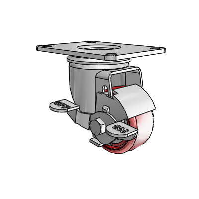 2.5" Polyurethane 2 Series Swivel Caster - 2.02256.95 MTG59 BRK1 - Colson