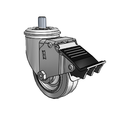 3.5" Performa Rubber 2 Series Swivel Caster - 2.03254.445 MTG10 BRK5 - Colson