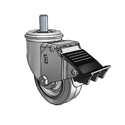 3.5" Performa Rubber 2 Series Swivel Caster - 2.03254.445 MTG11 BRK5 - Colson