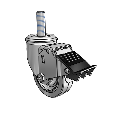 3.5" Performa Rubber 2 Series Swivel Caster - 2.03254.445 MTG13 BRK5 - Colson