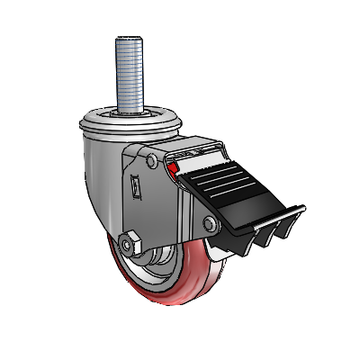 3.5" Polyurethane 2 Series Swivel Caster - 2.03254.95 MTG13 BRK5 - Colson