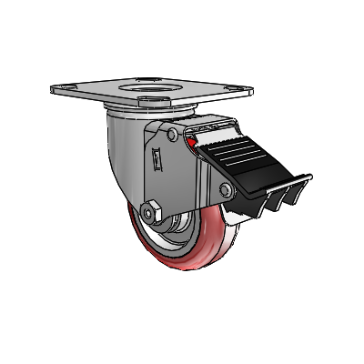 3.5" Polyurethane 2 Series Swivel Caster - 2.03256.91 MTG27 BRK5 - Colson