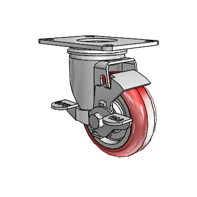 3.5" Polyurethane 2 Series Swivel Caster - 2.03256.95 MTG59 BRK1 - Colson