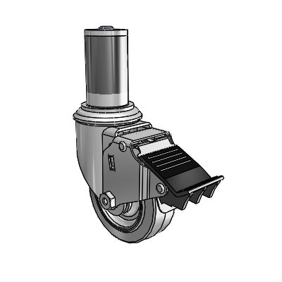 3.5" Performa Rubber 2 Series Swivel Caster - 2.03267.445 BRK5 MTG46 - Colson