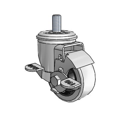 3" Rubber 2 Series Swivel Caster - 2.03354.42 MTG11 BRK1 - Colson