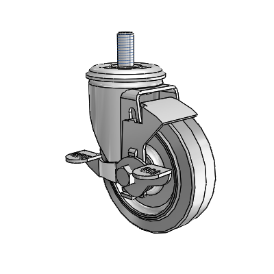 4" Performa Rubber 2 Series Swivel Caster - 2.04254.445 MTG11 BRK1 - Colson