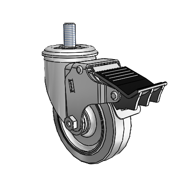 4" Performa Rubber 2 Series Swivel Caster - 2.04254.445 MTG11 BRK5 - Colson