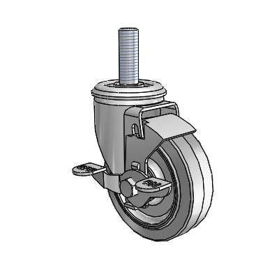 4" Performa Rubber 2 Series Swivel Caster - 2.04254.445 MTG13 BRK1 - Colson