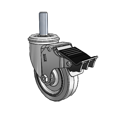 4" Performa Rubber 2 Series Swivel Caster - 2.04254.445 MTG13 BRK5 - Colson