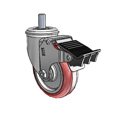 4" Polyurethane 2 Series Swivel Caster - 2.04254.91 MTG11 BRK5 - Colson