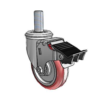 4" Polyurethane 2 Series Swivel Caster - 2.04254.95 MTG15 BRK5 - Colson