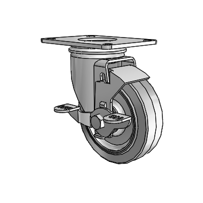 4" Performa Rubber 2 Series Swivel Caster - 2.04256.441 MTG59 BRK1 - Colson