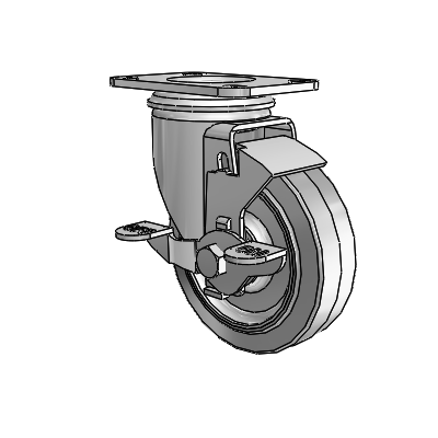 4" Performa Rubber 2 Series Swivel Caster - 2.04256.445 BRK1