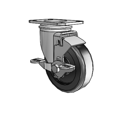 4" Polyolefin 2 Series Swivel Caster - 2.04256.53 BRK1 - Colson