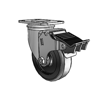4" Polyolefin 2 Series Swivel Caster - 2.04256.53 BRK5 - Colson