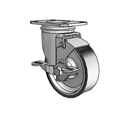 4" Rubber 2 Series Swivel Caster - 2.04256.613 H BRK1 - Colson