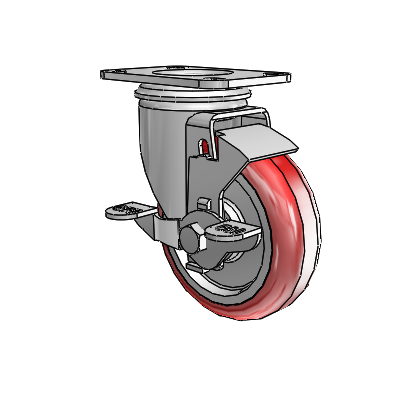 4" Polyurethane 2 Series Swivel Caster - 2.04256.91 BRK1 - Colson