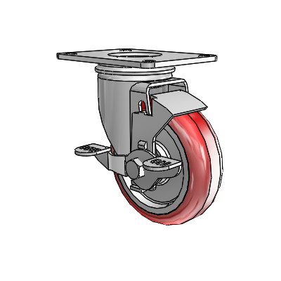 4" Polyurethane 2 Series Swivel Caster - 2.04256.91 MTG59 BRK1 - Colson