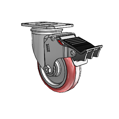 4" Polyurethane 2 Series Swivel Caster - 2.04256.95 BRK5